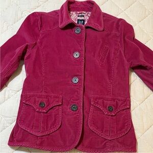 GAP Red Pink Corduroy Jacket with Floral Lining Pockets Y2K Size 10 EUC Vintage
